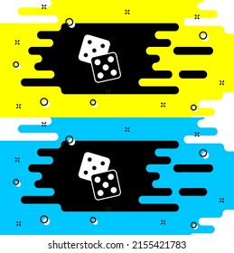 White Game dice icon isolated on black background. Casino gambling.  Vector