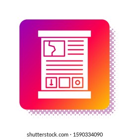 White Game guide icon isolated on white background. User manual, instruction, guidebook, handbook. Square color button. Vector Illustration