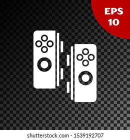 White Gamepad icon isolated on transparent dark background. Game controller.  Vector Illustration