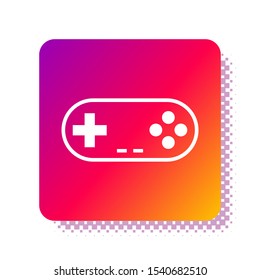 White Gamepad icon isolated on white background. Game controller. Square color button. Vector Illustration