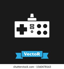 White Gamepad icon isolated on black background. Game controller.  Vector Illustration