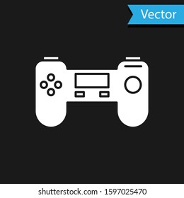White Gamepad icon isolated on black background. Game controller.  Vector Illustration