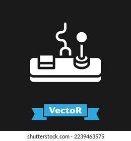 White Gamepad icon isolated on black background. Game controller.  Vector