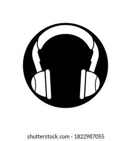 white gaming headphones on a black circle background

