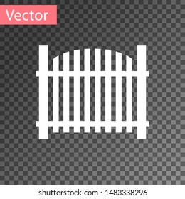 White Garden fence wooden icon isolated on transparent background.  Vector Illustration