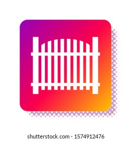 White Garden fence wooden icon isolated on white background. Square color button. Vector Illustration