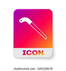 White Garden saw icon isolated on white background. Rectangle color button. Vector Illustration