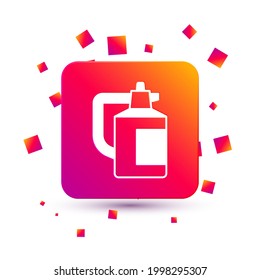 White Garden sprayer for water, fertilizer, chemicals icon isolated on white background. Square color button. Vector