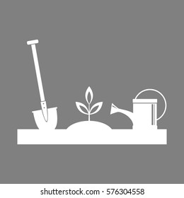 White garden vector icon on grey background 