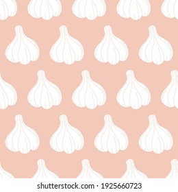 Bombillas de ajo blanco vectan fondo de patrón sin costura.