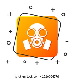 White Gas mask icon isolated on white background. Respirator sign. Orange square button. Vector Illustration