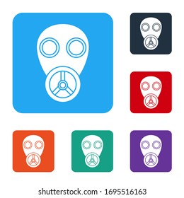 White Gas mask icon isolated on white background. Respirator sign. Set icons in color square buttons. Vector Illustration