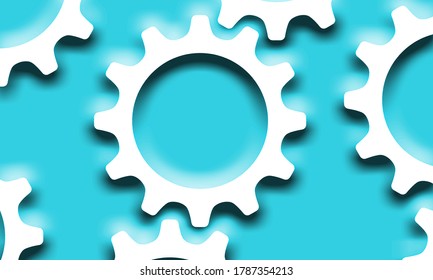 White gear with cyan background vector for design your web poster, banner, background, template, etc.