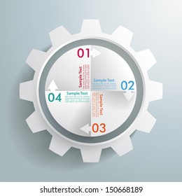 White gear with cycle on the grey background. Eps 10 vector file.