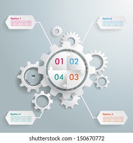White gear with cycle on the grey background. Eps 10 vector file.