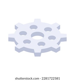 White gear isometric icon vector illustration