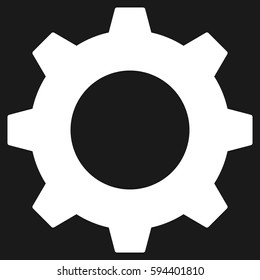 White gear options settings tool sign symbol button icon with rounded corners on a dark background trendy minimalistic simple isolated flat design vector illustration pictogram