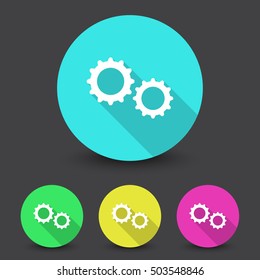 White Gears icon in different colors set