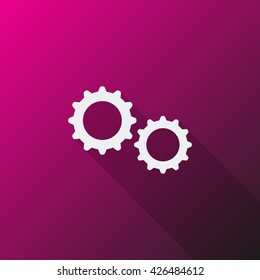White Gears icon on pink background