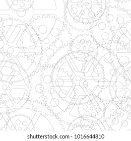 white gears on a white  background, seamless pattern vector illustration 