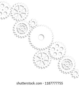 white gears on a white background, vector illustration clip-art