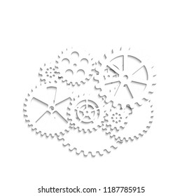 white gears on a white background, vector illustration clip-art
