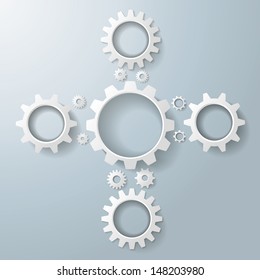 White gears on the grey background. Eps 10 vector file.