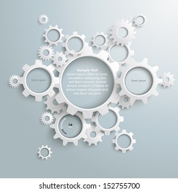 White gears with on the grey background. Eps 10 vector file.