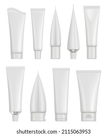 White gel package. Cosmetics tube for cream decent vector realistic templates collection isolated