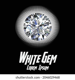 White Gem Color on Color background with flair color. Vector illustration