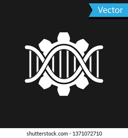 White Genetic engineering icon isolated on black background.  