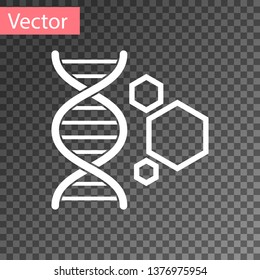 White Genetic engineering icon isolated on transparent background. DNA analysis, genetics testing, cloning, paternity testing. Vector Illustration