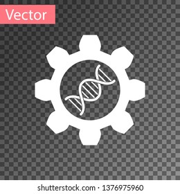 White Genetic engineering icon isolated on transparent background. DNA analysis, genetics testing, cloning, paternity testing. Vector Illustration