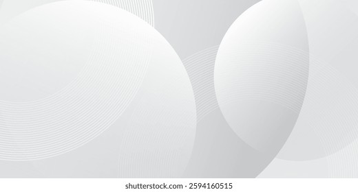 White geometric abstract art background overlap layer on bright space with lines effect decoration. Modern graphic design element circles style concept