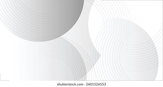 White geometric abstract art background overlap layer on bright space with lines effect decoration. Modern graphic design element circles style concept for banner.