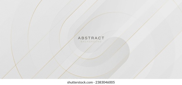 White geometric abstract background with golden lines. Modern gradient diagonal rounded lines pattern. Minimalist graphic design. Suit for banner, brochure, card, cover, flyer, poster, website
