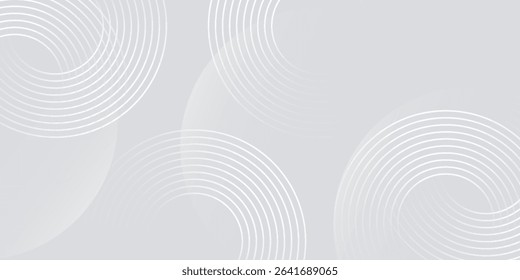 White geometric abstract background with lines effect decoration. Design element circles style concept for banner simple good modern art