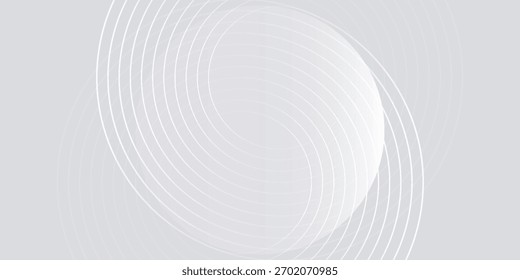 White geometric abstract background with lines effect decoration. Design element circles style concept neutral