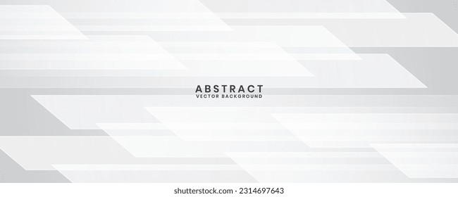 White geometric abstract background overlap layer on bright space with diagonal shapes decoration. Modern graphic design element technology style concept for banner, flyer, card, or brochure cover