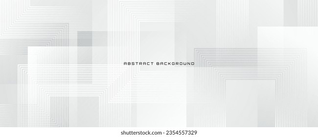 White geometric abstract background overlap layer on bright space with lines effect decoration. Modern graphic design element squares style concept for banner, flyer, card, cover, or brochure