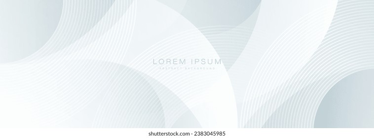 White geometric abstract background with overlap layer. Modern circle lines pattern. Minimal geometric design element. Futuristic concept. Suit for cover, poster, banner, brochure, presentation, flyer