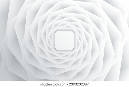 White geometric abstract background overlap layer. twisted deck of square blank cards with rounded corners. Christmas, New year design template for banner, card, flyer. Vector illustration.