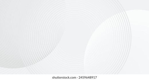 White geometric abstract background overlap layer on bright space with lines effect decoration. Modern graphic design element circles style concept for banner, modern vector arts