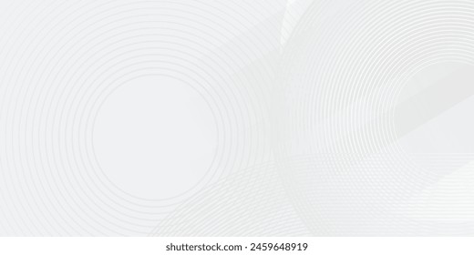 White geometric abstract background overlap layer on bright space with lines effect decoration. Modern graphic design element circles style concept for banner, modern vector abstract