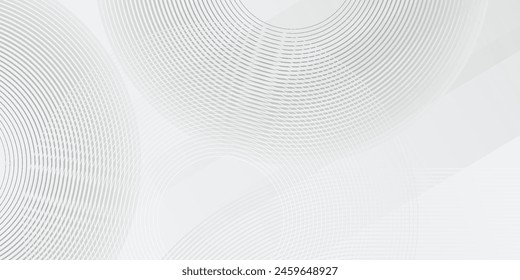 Fondo abstracto geométrico blanco superpone la capa en el espacio brillante con la decoración del efecto de las líneas. Concepto moderno del estilo de los círculos del elemento del Diseño gráfico para el Anuncio, línea moderna del Vector