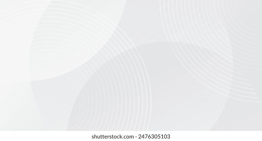 White geometric abstract background overlap layer on bright space with lines effect decoration. Modern graphic design element circles style concept for banner.