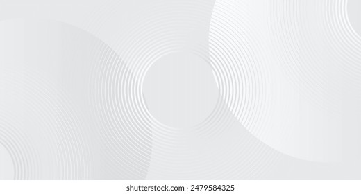 Fondo abstracto geométrico blanco superpone la capa en el espacio brillante con la decoración del efecto de las líneas. Concepto moderno del estilo de los círculos del elemento del Diseño gráfico para el Anuncio. Artes vectoriales modernos