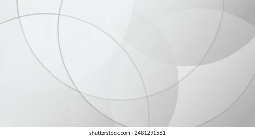 White geometric abstract background overlap layer on bright space with lines effect decoration. Modern graphic design element circles style concept for banner modern grey white abstract background