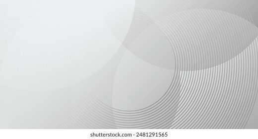 White geometric abstract background overlap layer on bright space with lines effect decoration. Modern graphic design element circles style concept for banner modern grey white abstract background