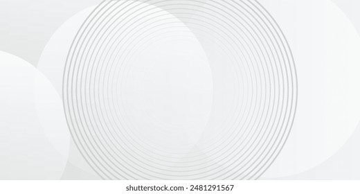 White geometric abstract background overlap layer on bright space with lines effect decoration. Modern graphic design element circles style concept for banner modern grey white abstract background